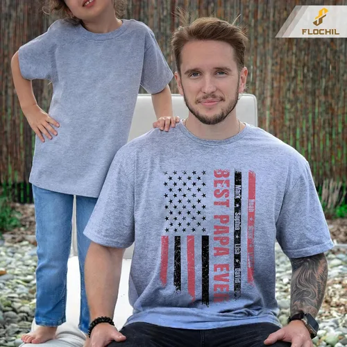Vista 2 de FLOCHIL Camisa personalizada para papá para hombres, personalizada con nombres de niños, camiseta del día del padre, regalos