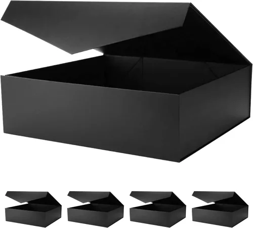 Vista 52 de Caja de regalo negra con ventana, caja de regalo magnética transparente para regalo, caja de propuesta de padrino de boda (10.5 x 7.5 x 3 pulgadas)