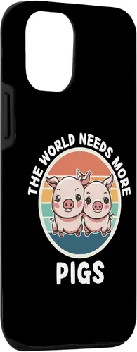 Vista 3 de iPhone 15 Vintage The World Needs More Pig Retro Pigs Lover Case