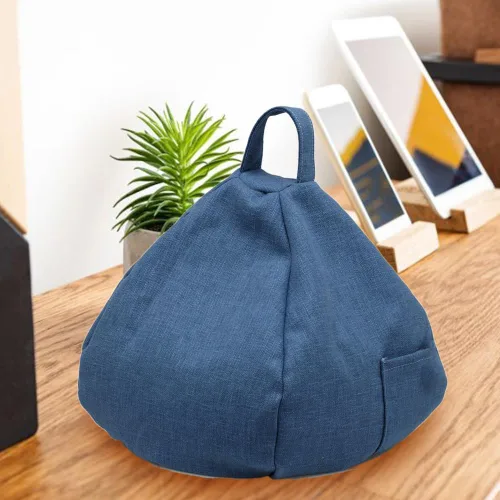 Vista 2 de Soporte para teléfono, soporte de teléfono suave para escritorio, regazo, rodilla, sofá y cama, soporte de almohada para tableta con bolsillo