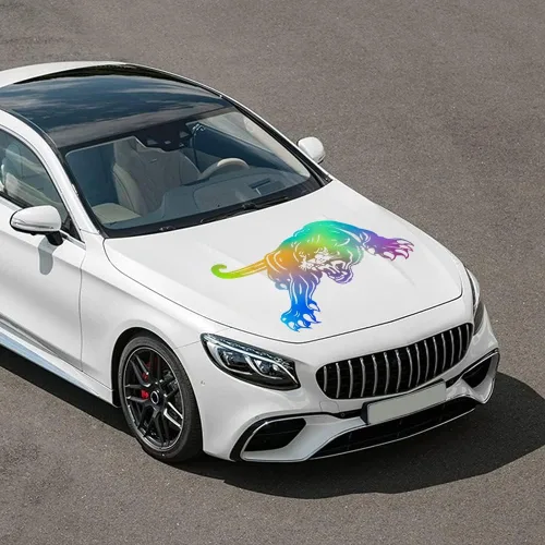 Vista 3 de JSCARLIFE Panther - Calcomanías de automóvil, prácticas calcomanías láser para capó de automóvil, calcomanías gráficas de vinilo autoadhesivas