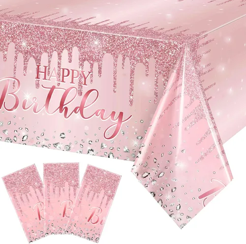 Vista 13 de Pajean Mantel de plástico con lentejuelas de diamantes con brillantina para fiesta de niña y niña, mantel de plástico con lentejuelas para niñas