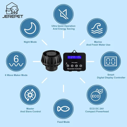 Vista 3 de 2100GPH - Fabricante de ondas para acuario con controlador Mini DC 24V 12W Powerhead con montaje magnético, Wavemaker con pantalla LED para tanque