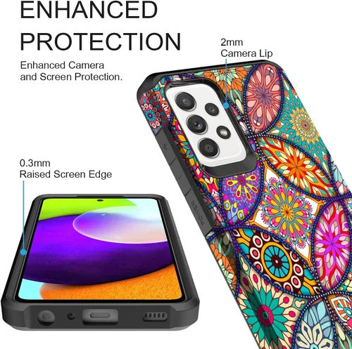 Vista 2 de Funda compatible con Samsung Galaxy A72, delgada, híbrida, a prueba de golpes, cubierta dura a prueba de golpes, diseño gráfico de moda, colorido