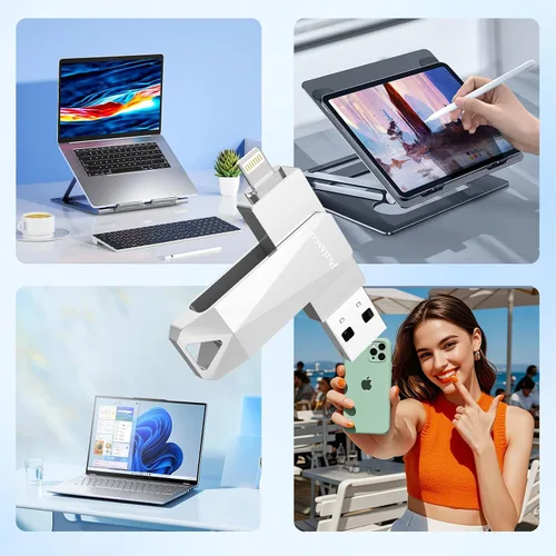 Vista 4 de Unidad flash USB para iPhone de 512 GB con certificación MFi de Apple, unidad de pulgar para iPhone, memoria para iPad/iPhone/computadora, disco