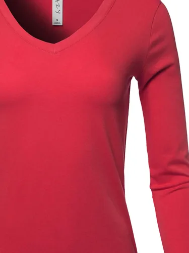 Vista 4 de A2Y Camiseta básica de manga larga de algodón suave y sólido para mujer