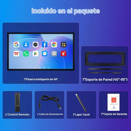 Vista 10 de 49" Smart Board 4K Android 12 8GB+64GB, para oficina y aula