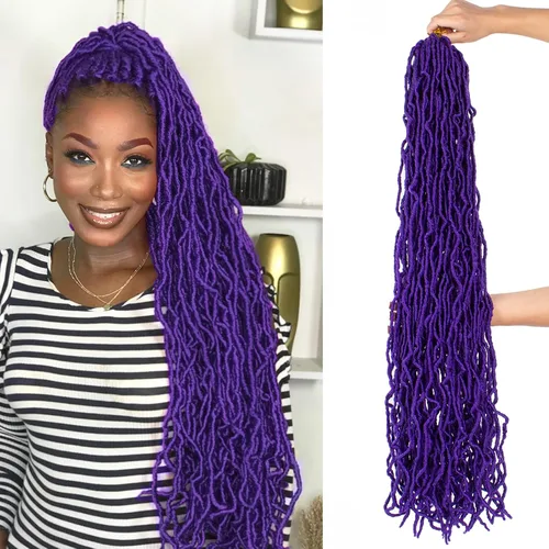Vista 18 de Leeven Nuevas Trenzas de Ganchillo de Cabello con Locs Falsos Suaves de 24 Pulgadas de Largo Locs de Diosa Desgastados 6 Paquetes Negro Natural