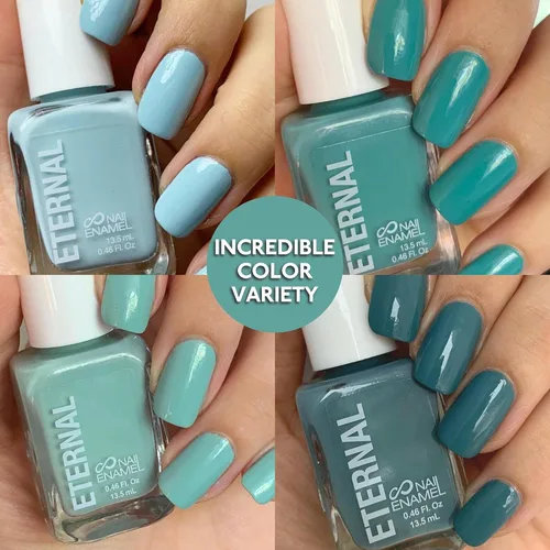 Vista 2 de Eternal Juego de esmaltes de uñas verdes para mujer (atención) – Juego de esmaltes de uñas azul claro para niñas – Esmalte de uñas blanco de larga