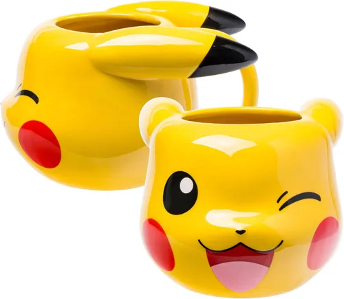 Vista 11 de Silver Buffalo Taza de cerámica con asa esculpida en 3D de Pokémon Pikachu con rayo, 20 onzas (591 ml)