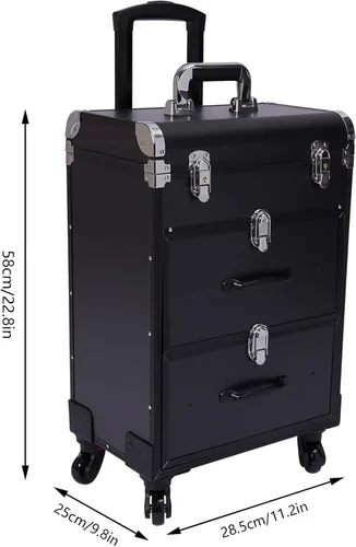 Vista 5 de Estuche de maquillaje profesional con cajones, carrito grande para cosméticos con cerraduras, estuche organizador de cosméticos para maquillaje