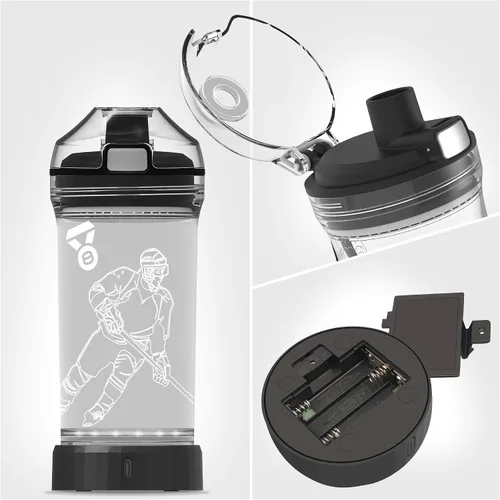 Vista 9 de YuanDian Regalos de hockey para niños, botella de agua con luz LED - 14 onzas Tritan libre de BPA ecológica - Copas deportivas LED geniales, regalo