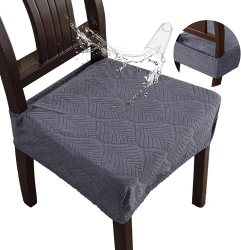 Vista 23 de Fundas de asiento para silla de comedor, extraíbles y lavables, juego de 2, fundas de cojín de asiento de silla de jacquard, protectores