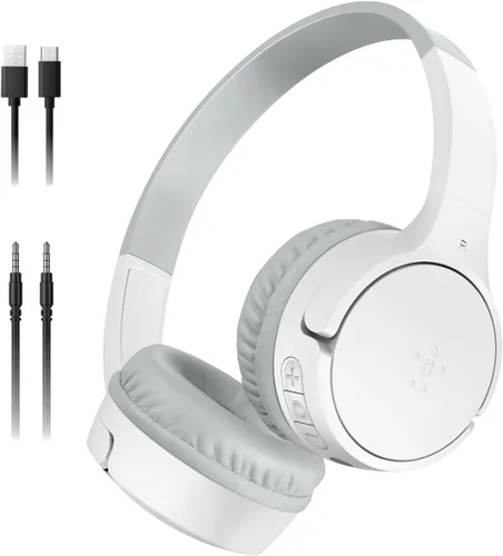 Vista 10 de Belkin SoundForm Mini - Auriculares inalámbricos Bluetooth para niños, batería de 30 horas, límite de volumen seguro de 85 dB, micrófono integrado