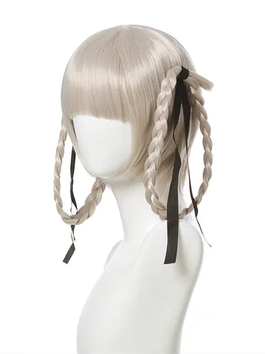 Vista 4 de Momobami Kirari Peluca para anime Kakegurui Cosplay peluca gris trenza Lolita peluca de Halloween peluca Coser peluca