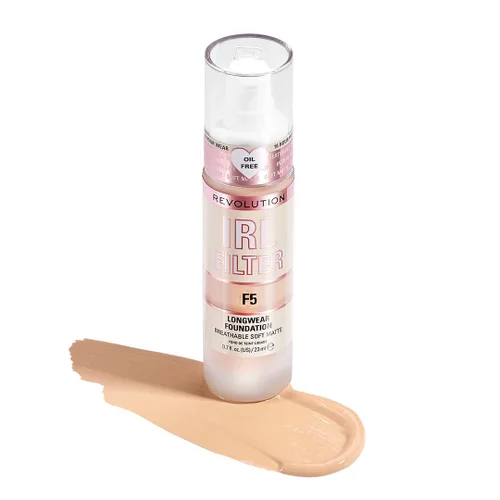 Vista 10 de Revolution IRL Filter Longwear Foundation, F7 Fórmula suave y transpirable, cobertura media a completa, acabado mate, vegano y libre de crueldad