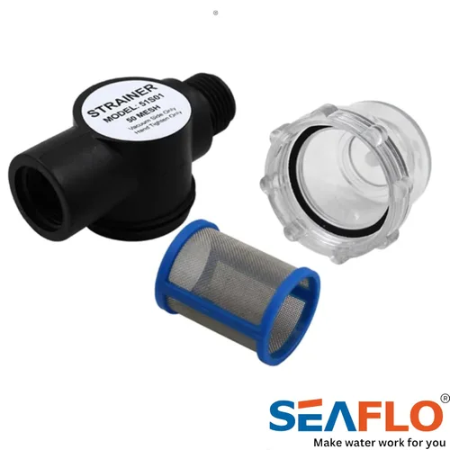 Vista 2 de SEAFLO Filtro de filtro en línea para bomba de agua (51S01) - Entrada/salida NPSM de 1/2 pulgada - Reemplazo de RV - Compatible con bombas Shurflo