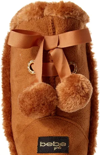 Vista 3 de bebe Girls Fur Trim Winter Boots with Back Lace Pom-Poms (ToddlerLittle GirlBig Girl)
