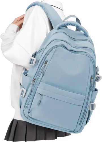 Vista 11 de BOXSAM Mochila ligera para mujer, mochila grande de viaje para laptop, mochila informal para la universidad, mochila para hombres, color beige