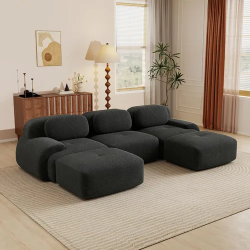 Vista 86 de Sofás seccional modular de 80" sin huesos modernos para sala de estar, juego de sofás comprimidos de 2 plazas con asiento profundo, sin necesidad