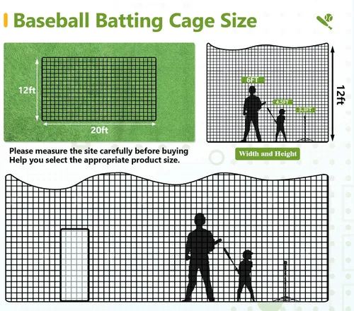 Vista 2 de Jaula de bateo de béisbol, redes de béisbol de 20/35/55/70 pies para jaula de bateo, redes de jaula de bateo de béisbol y sóftbol para entrenamiento