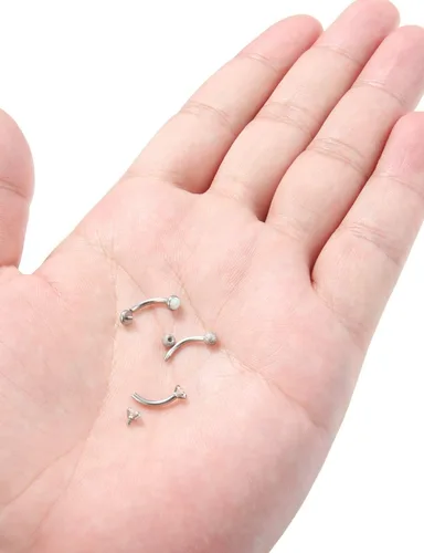 Vista 5 de Jenxnjsjo Piercing para cejas, 0.63 onzas, 0.630.390.39 pulgadas, joyería para mujer, diseño de labret vertical, labio, barra curvada, aretes