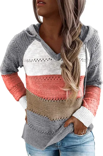 Vista 3 de Sipaya - Sudadera con capucha para mujer, diseño de bloque