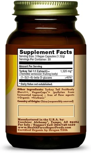 Vista 2 de HEALTHFORCE SUPERFOODS Cola de pavo - Cápsulas - 90 Cápsulas Veganas