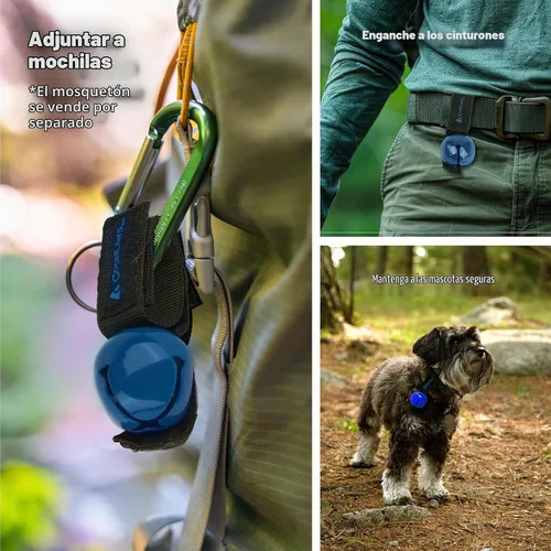Vista 4 de Coghlan's Campana magnética de oso con silenciador - Equipo de seguridad de senderismo para alerta de vida silvestre Azul