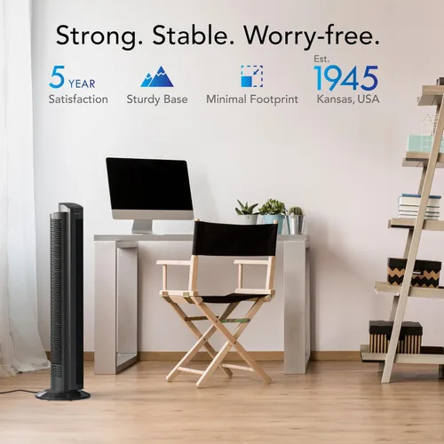Vista 6 de Vornado OZI42 Ventilador de torre para toda la habitación de 42 pulgadas, potente circulación de aire, diseño que ahorra espacio, funcionamiento