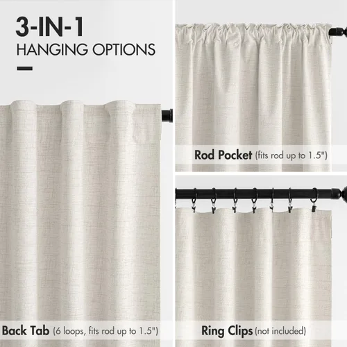 Vista 6 de MIULEE Cortinas 100% opacas de 84 pulgadas de largo de lino, cortinas y drapeados, juego de 2 paneles para dormitorio, pestaña trasera, sala