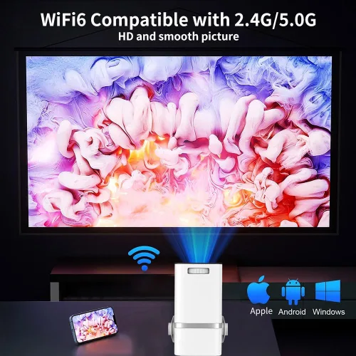 Vista 6 de 【Keystone automático】Mini proyector PONER SAUND portátil proyector nativo 1080P 300 ANSI, soporte 4K rotación de 180°, película