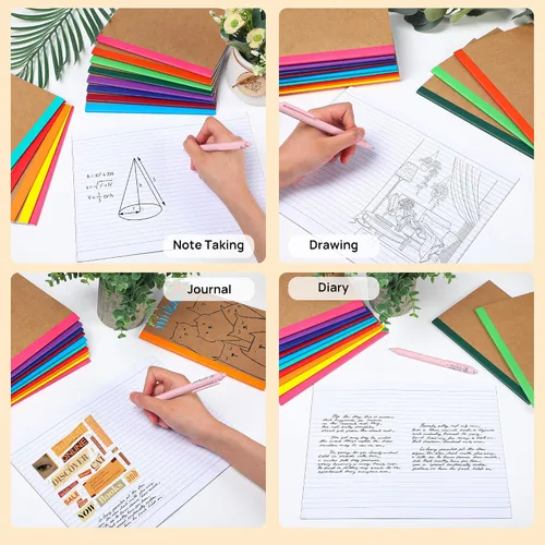 Vista 6 de miikoul Cuadernos de composición de 36 piezas a granel, cuadernos rayados A5 de papel kraft con rayas universitarias con espinas de arcoíris, 60