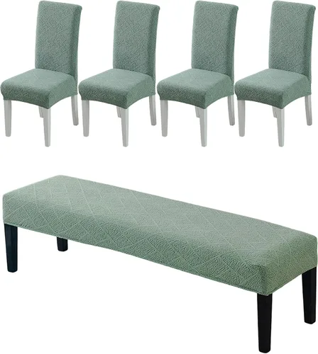 Vista 30 de CRFATOP 4 Piezas de Fundas Elásticas para Silla de Comedor con Funda para Banco Fundas Impresas para Silla de Comedor Fundas para Cojín de Asiento