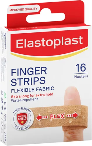 Vista 4 de Elastoplast Yesos extraflexibles para dedos (16 piezas), yesos flexibles y duraderos para dedos, yesos de tela elástica, yesos impermeables