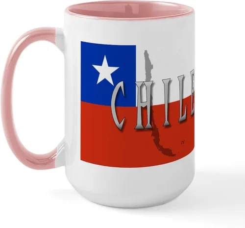 Vista 15 de CafePress Taza de café de cerámica extra grande de 15 oz (15.0 fl oz) con bandera de Chile