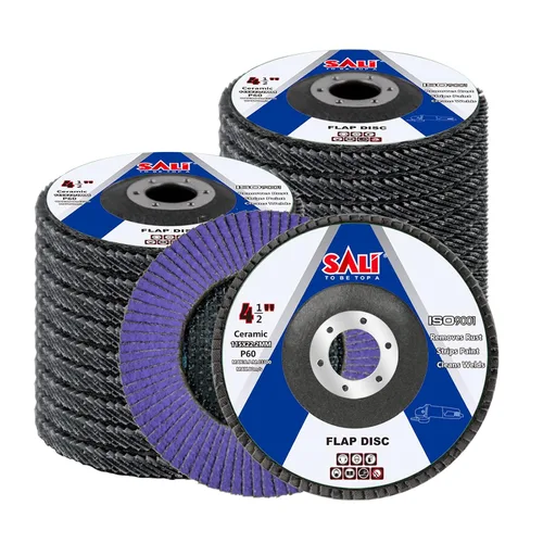 Vista 8 de Sali Paquete de 10 Discos de Aleta de Cerámica Grano 40 de 4.5" x 7/8 Pulgadas Disco de Lijado Tipo Bisel #29 Grado Premium e Industrial Amoladora