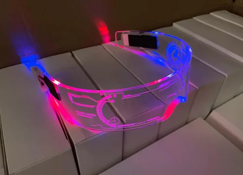 Vista 7 de ARSIE - Gafas coloridas con luz LED para fiesta (paquete de 2) Cyberpunk para disfraz, cosplay, Halloween, bar, club, fiesta, concierto en vivo