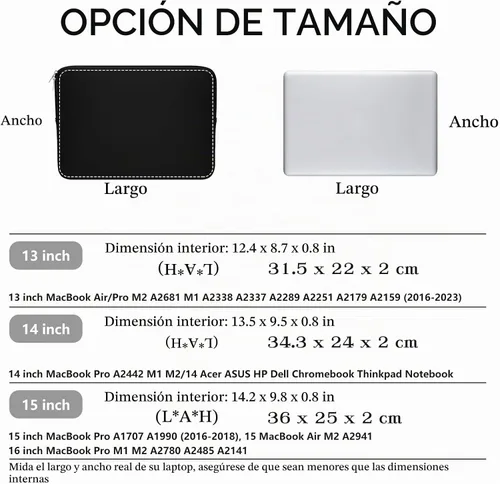 Vista 4 de Funda protectora para laptop de 15 y 16 pulgadas, funda suave para Mac Air 16, color negro