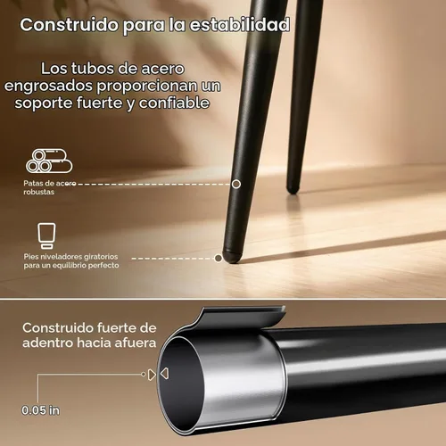 Vista 4 de Juego de 2 sillas de comedor, modernas sillas de cocina de piel