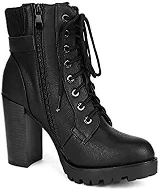 Vista 4 de DREAM PAIRS - Botines de tacón alto grueso para mujer