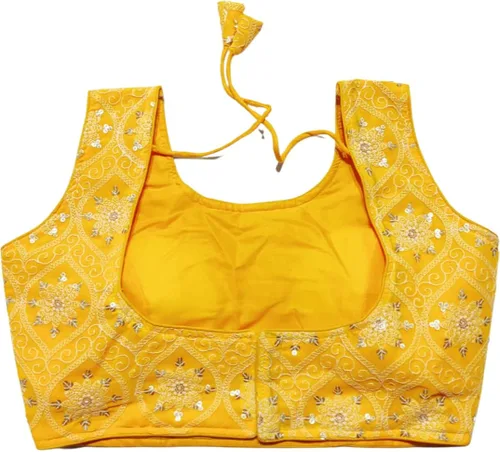 Vista 2 de Indian Hawker Party Wears - Blusa de Bollywood para mujer con espalda Dori en estampado florer incrustado
