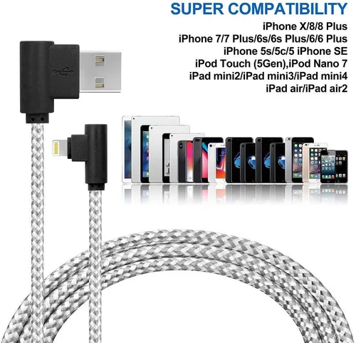Vista 7 de APFEN Paquete de 5 cables Lightning USB / cable de juego para iPhone, cable de carga trenzado de nailon compatible con 12 11 Pro Max XR XS Max X 10