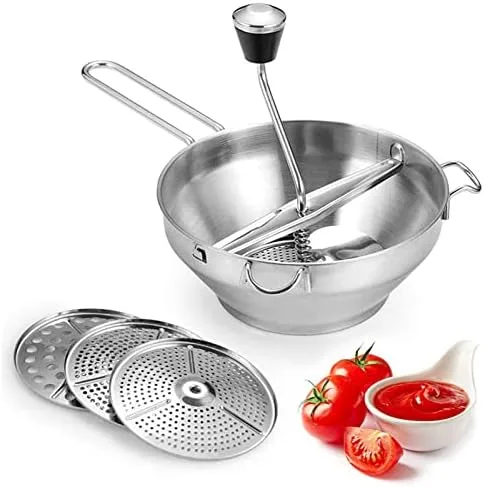 Vista 5 de Molino manual de alimentos, molino ergonómico de acero inoxidable, mango de fresado de acero inoxidable, molino de alimentos giratorio para salsa