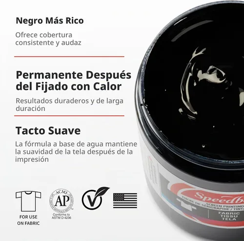 Vista 4 de Speedball Tinta de impresión de pantalla de tela, 8 onzas, color negro para impresión de camisetas y serigrafía