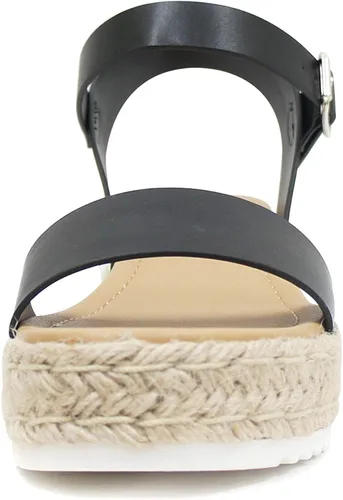 Vista 3 de Soda Clip Topshoe Avenue - Sandalias de alpargata con correa de tobillo y punta abierta para mujer