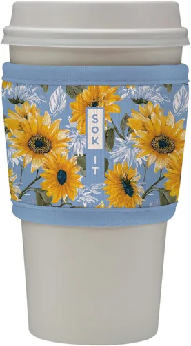 Vista 142 de Sok It HotSok Coffee & Tea - Funda de neopreno con aislamiento reutilizable (floral abstracto)