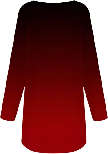 Vista 5 de DPTALR Camisetas de manga larga para mujer, con estampado de corazón, holgada, con dobladillo con volantes, ligera, de manga larga