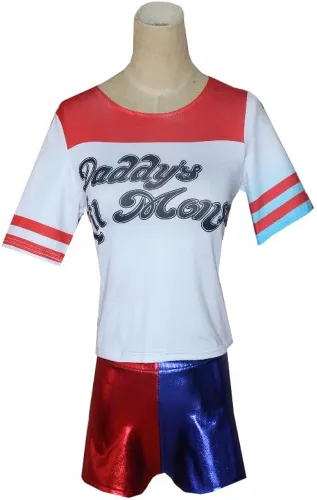 Vista 3 de Zidufan Disfraz de Halloween para mujer, uniforme completo de Harley para escenario, espectáculo de escenario, cosplay