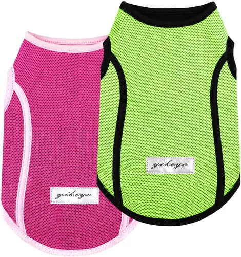 Vista 7 de Paquete de 2 ropa para perro, camisas para perros pequeños, chaleco de secado rápido para perros y niñas, camiseta para cachorros con tira Verde